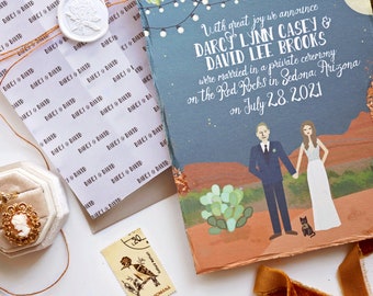 SAMPLE, Invite, Custom Illustrated Wedding Invitation, Personalized Portrait, Wedding Invite, Sample Print Only