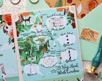 SAMPLE, Detailed Map Card, Custom Illustrated Wedding Invitations, Map Card, Detailed Map, Wedding Map, Sample Print Only