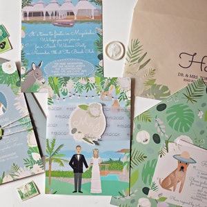 SAMPLE, Custom Invitation Suite, Custom Illustrated Invite, RSVP, and Map / Reception Card, Sample Print Only image 9