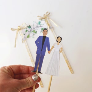 Handmade Custom Wedding Cake Topper, Couple Floral Banner, Personalized Wedding Portrait image 4