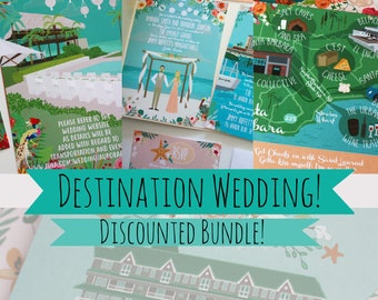 Destination Wedding, Discounted Wedding Bundle, Couple Portraits, Destination Wedding Invitations, Wedding Map, Custom Map, Design Fee