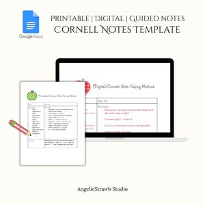 Apple Cornell Notes Template – Google Docs Digital & Printable Note-Taking Sheet