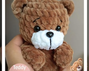 Schema all&#39;uncinetto per un grazioso orsacchiotto amigurumi in formato PDF / Tutorial fai da te per un piccolo peluche / Download digitale di una bambola di peluche fatta a mano, orsacchiotto paffuto