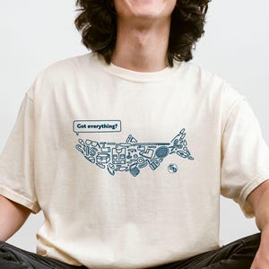 Maglietta da pesca, maglietta divertente con attrezzatura da pesca, regalo per papà pescatore, maglietta per amanti della pesca, regalo illustratore giapponese, attrezzatura da pesca