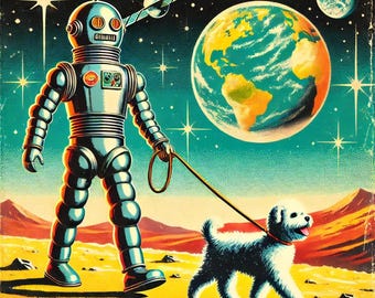 Retro Sci-Fi Digitaldruck - Vintage futuristische Weltraum Kunst, Mid-Century Sci-Fi Poster, Sofort Download Wanddekoration