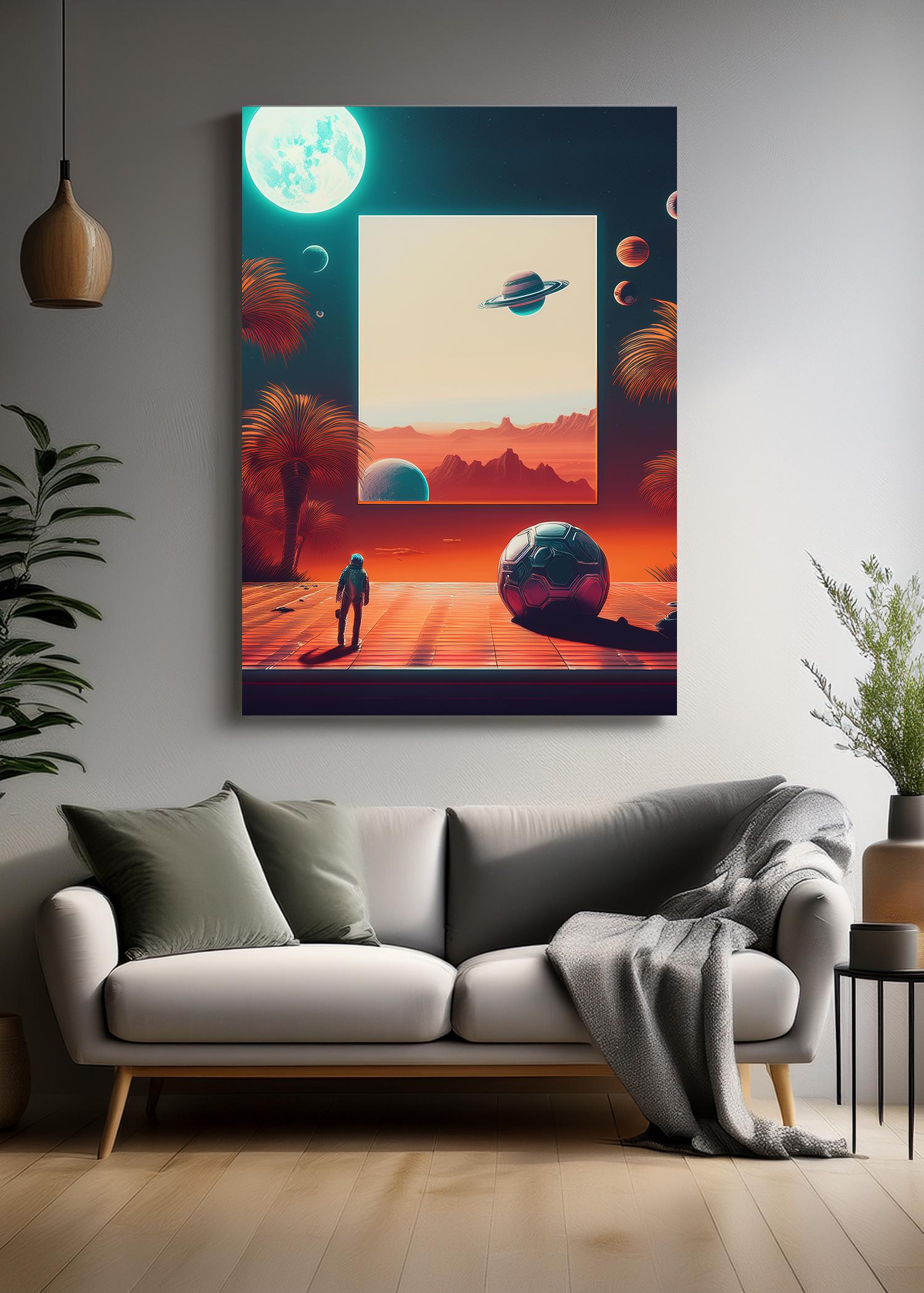 Retro Futuristic Space Wall Art | Cosmic Astronaut Landscape Digital ...