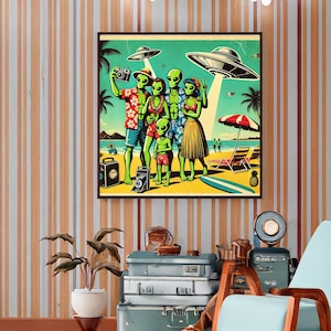 Retro Sci-Fi Space Poster | Celestial Art PNG | Mid-Century Futuristic Wall Art for Sci-Fi Enthusiasts