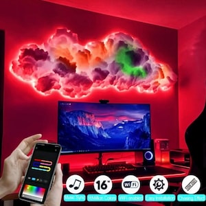 3D Cloud Lightning Light Kit | Smart RGB LED Cloud Lamp with Remote & App Control | Gaming Room Decor | DIY Thundercloud Night Light | trend