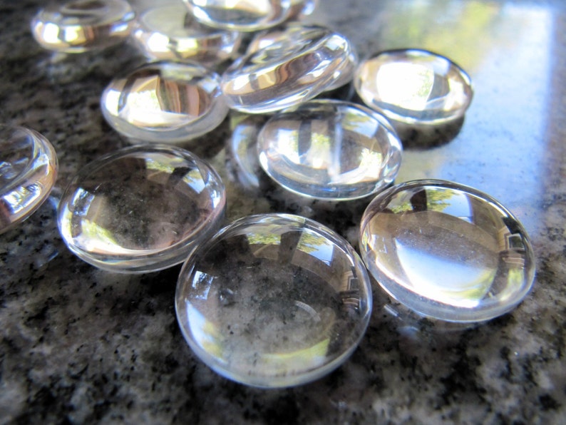 18mm Clear GLASS Dome Cabochons Magnifying 10 Pieces Glue Etsy