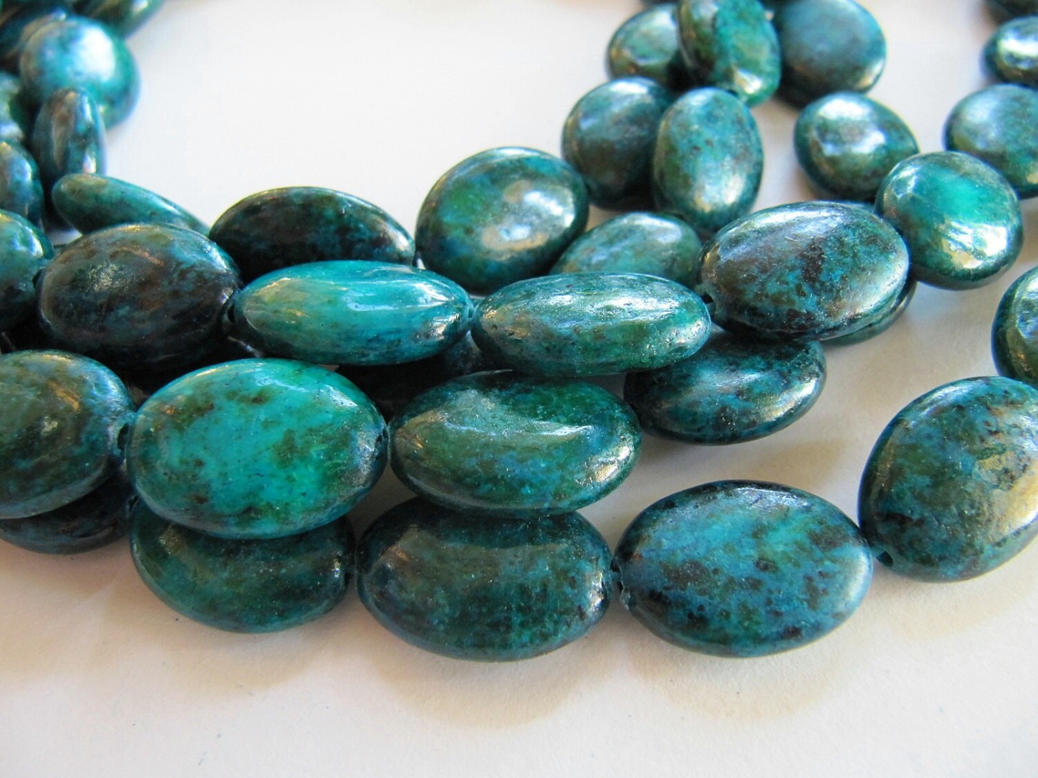 17mm CHRYSOCOLLA Stone Beads in Blue Green and Teal Shades Etsy