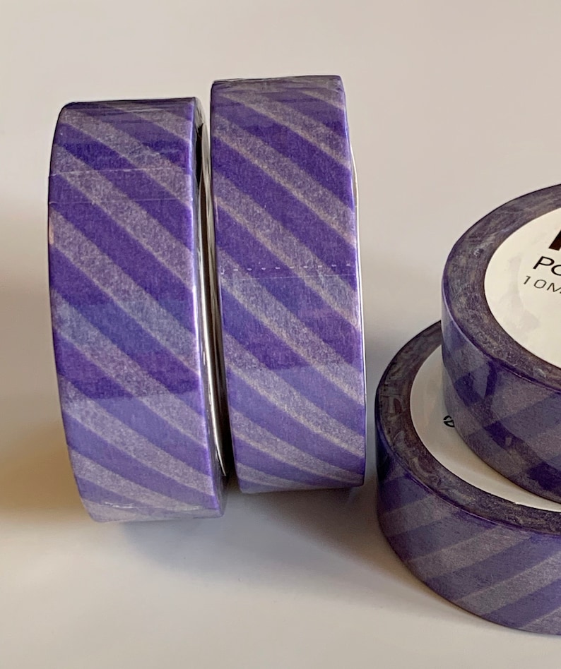 10 Meters Gift Wrap Washi Tape Purple Stripes Bujo Tape Journaling Scrapbook and Bullet Planner Supplies Paper Crafts