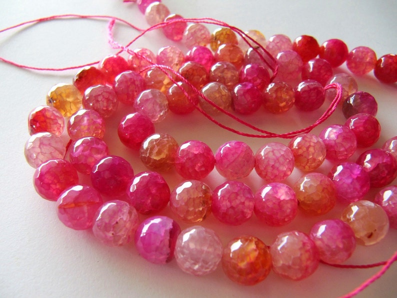 Approx 60 Beads 14/" Strand Hot Pink Agate Smooth Gemstone 6mm Rounds