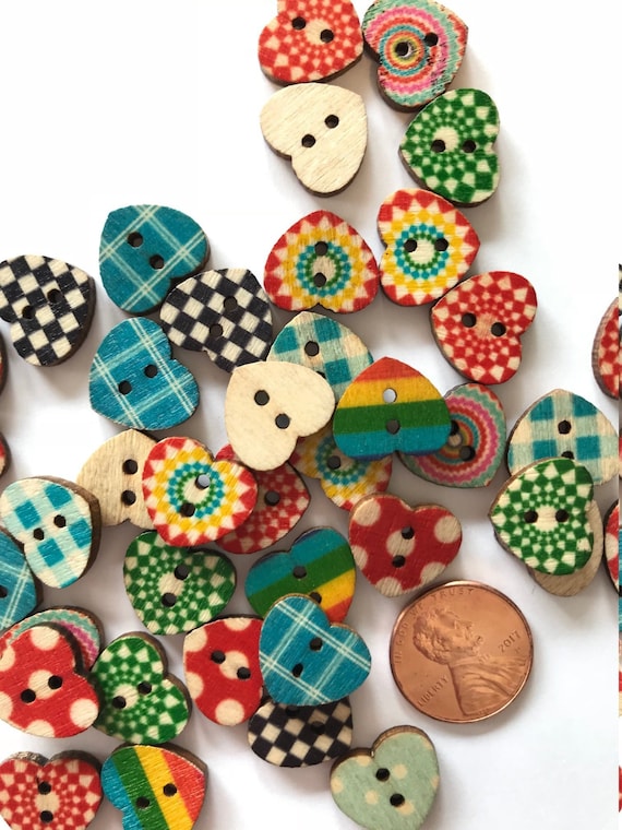 sewing supplies 20 pcs 15mm light blue floral print 2 hole wooden buttons