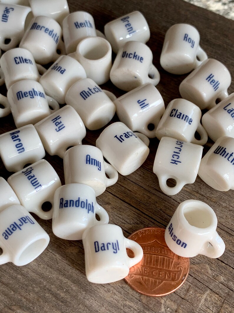 Miniature Ceramic Coffee Mug Charms with Printed Names 12mm Etsy
