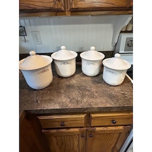 Pfaltzgraff Meadow Lane Stoneware Set of 4 Canisters w/Lids Cottagecore