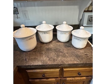 Pfaltzgraff Meadow Lane Stoneware Set of 4 Canisters w/Lids Cottagecore