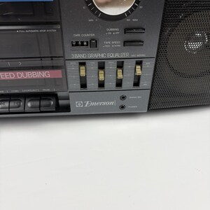 Vintage Boombox Emerson CTR961 AM/FM Dual Cassette Stereo Radio 20" - Tested image 9