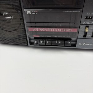 Vintage Boombox Emerson CTR961 AM/FM Dual Cassette Stereo Radio 20" - Tested image 8