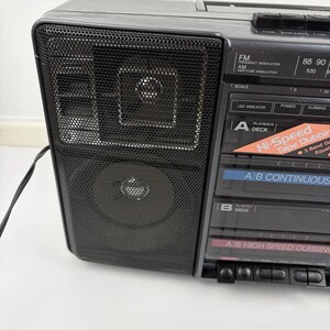Vintage Boombox Emerson CTR961 AM/FM Dual Cassette Stereo Radio 20" - Tested image 5