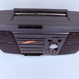 Vintage Boombox Emerson CTR961 AM/FM Dual Cassette Stereo Radio 20" - Tested image 13
