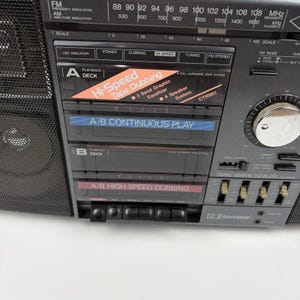 Vintage Boombox Emerson CTR961 AM/FM Dual Cassette Stereo Radio 20" - Tested image 4