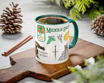 Caneca Ícones da Terra Média | Caneca de Café Inspirada em O Senhor dos Anéis