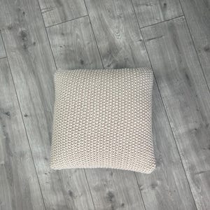 Hand Knitted Cushion, Square Cushion Cover, Knitted Homeware, Gift, Natural Wool Cushion, Throw Pillow, Natural Fibre