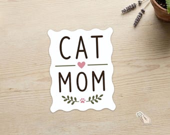 Vinyl-Aufkleber „Katzenmama“, süßes Geschenk für Katzenliebhaber, wasserfester, gestanzter Aufkleber