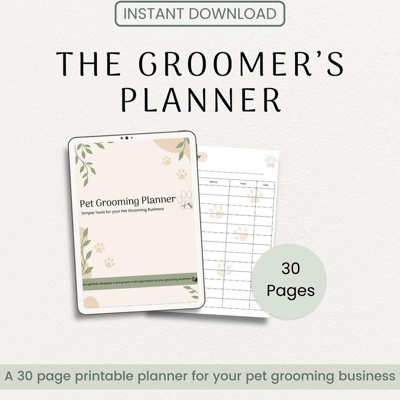 View of Pet Grooming Planner Printable | Client Forms, Service Logs ...