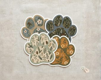Vinyl-Aufkleber mit Wald-Pfotenabdruck, Aufkleber mit botanischem Waldmotiv, vier Designs und zwei Größen