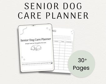 Pflegeplaner für ältere Hunde, 34-seitiges, schwarz-weißes PDF zum Ausdrucken