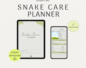Planificador de cuidado de serpientes / Registro de cuidado de reptiles, Seguimiento de alimentación y muda, Lista de verificación de hábitat, Diario digital para serpientes pitones bola y serpientes mascota
