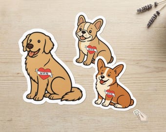 Hundemama-Vinylaufkleber, wasserfester Hundeaufkleber im Tattoo-Stil, wählbare Hunderasse