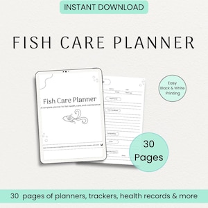 Fish Care Planner | Aquarium Maintenance, Feeding & Health Tracker | Digital Download for Fish Owners | Pet Care PDF Printable | Fish Tank