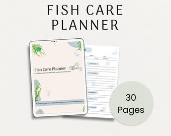 Planificador de cuidado de peces / Seguimiento de mantenimiento, alimentación y salud del acuario / Descarga digital para dueños de peces / PDF imprimible sobre el cuidado de mascotas / Acuario