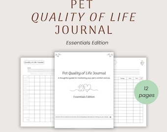 Pet Quality of Life Journal, 12-Page Printable Wellness Tracker for Aging or Sick Pets