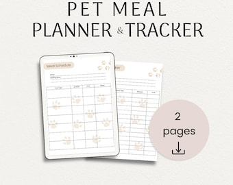 Pet Meal Planner and Feeding Tracker Printable | Pet Food Log for Dogs & Cats | Pet Planner PDF | Instant Digital Download | Feeding Log