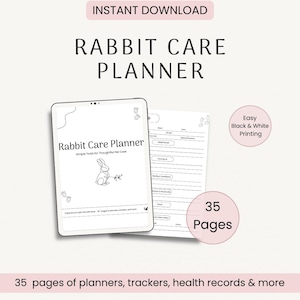 Pet Rabbit Care Planner Printable | Bunny Journal PDF | Rabbit Health Log, Meal Tracker, Vet Record, Pet Sitter Notes | Instant Download