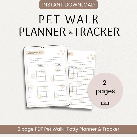 Pet Walk Schedule & Potty Tracker: Printable Dog Walking Log (PDF Download)