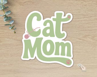 Katzenmama-Aufkleber, wasserfester Vinyl-Aufkleber für Katzenliebhaber, süßer Aufkleber für Haustiermama, Geschenk für Katzenmama, Aufkleber für Wasserflaschen, Laptops und Autos