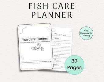 Planificador de cuidado de peces / Seguimiento de mantenimiento, alimentación y salud del acuario / Descarga digital para dueños de peces / PDF imprimible sobre el cuidado de mascotas / Acuario
