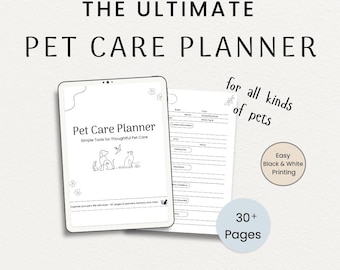 All-Pet Care Planner, 34-Page Black-and-White Printable PDF for Every Kind of Pet