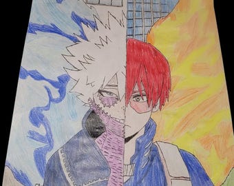 Dabi vs Shoto – Unique Handmade My Hero Academia Art Print