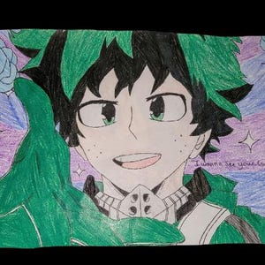 Smile for All – Deku Fan Art Print | My Hero Academia Wall Art | MHA Poster | Anime Gift | Izuku Midoriya Hand Drawn Illustration