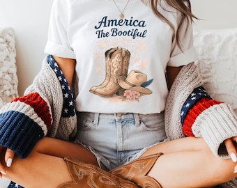 4th of July Shirt, Cowgirl Shirt, Independence Day Tshirt, America Graphic Tee, Patriotic Shirt, Freedom Shirt, Women's t-shirt, USA Flag