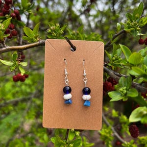blue bead and stone earrings
