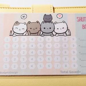 A6 Kitty Shut The Box Savings Challenge: Laminated Reusable Game
