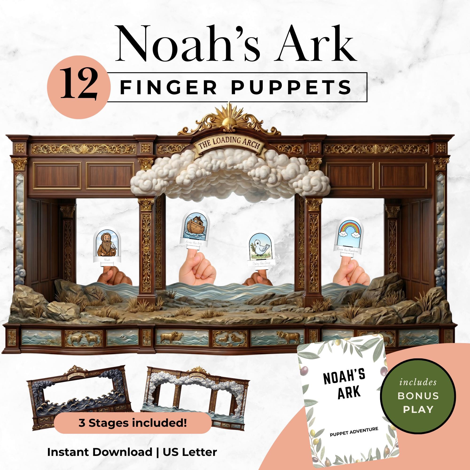 Noah's Ark Finger Puppet Theatre: 12 Puppets, 3 Stages, Play (digital ...