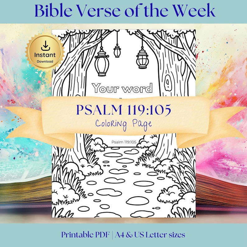 Psalm 119:105 Bible Verse Coloring Page for Kids, Scripture Activity ...