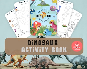 Activiteitenpakket dinosaurus: afdrukbare kindergames en kleurplaten (pdf-download)